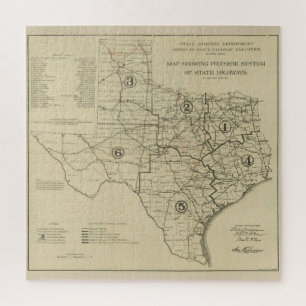 Vintage Texas Straßenkarte (1917) Puzzle