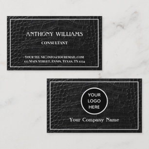 Vintage-Textur aus schwarzem Leder mit Firmenlogo Visitenkarte