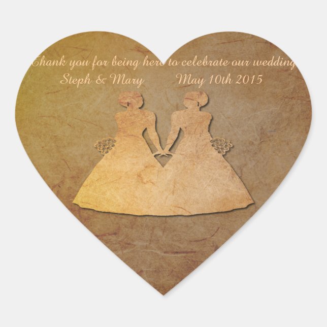 Vintage Textur Lesbische Heart Sticker (Vorderseite)