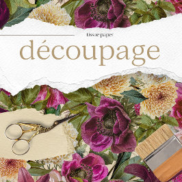 Vintage Textur Rustikale Blumendekoupage Seidenpapier