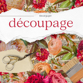 Vintage Textur Rustikale Blumendekoupage Seidenpapier