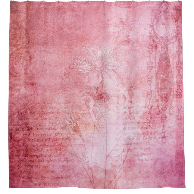 Vintage Textur Scrapbook Rosa Duschvorhang (Vorderseite)