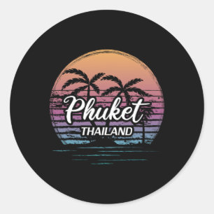Vintage-Thailand-Urlaub-Reise-Asien-Thai-Strand P Runder Aufkleber