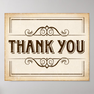 Vintage THANK YOU Schild Druck
