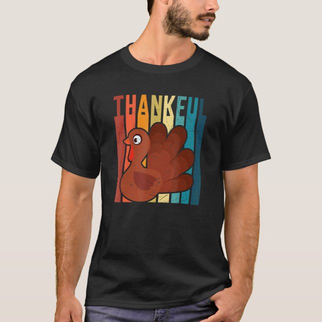 Vintage Thankful TurkeyThanksgiving Pilgrim Boys G T-Shirt (Vorderseite)
