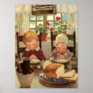 Vintage Thanksgiving, dankbare Kinder Poster