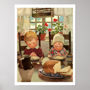 Vintage Thanksgiving, dankbare Kinder Poster