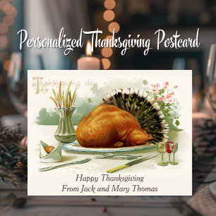 Vintage Thanksgiving Day Truthahn Dinner individue Postkarte