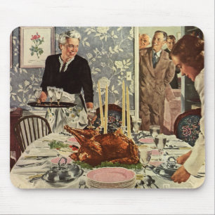 Vintage-Thanksgiving-Day-Truthahn-Essen mit der Fa Mousepad