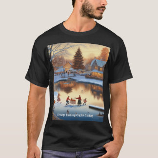 Vintage Thanksgiving Eislaufen T-Shirt