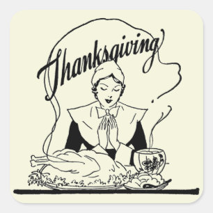 Vintage Thanksgiving-Gebet Beige Quadratischer Aufkleber