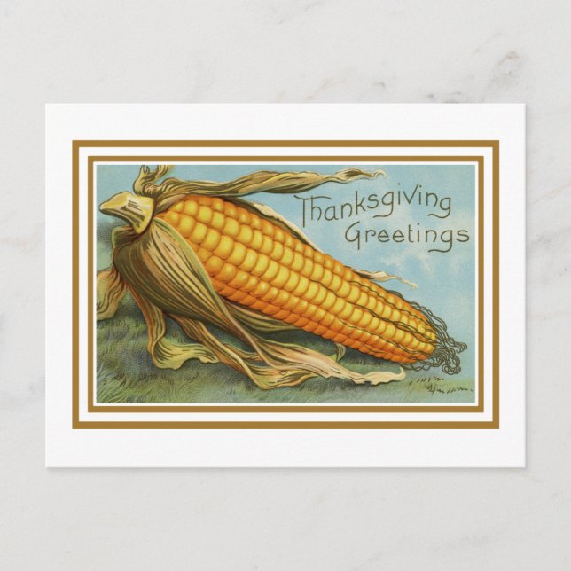 Vintage-Thanksgiving-Mais Postkarte (Vorderseite)