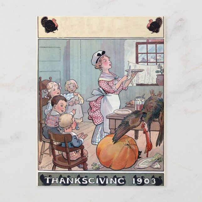 Vintage Thanksgiving-Postkarte Postkarte (Vorderseite)