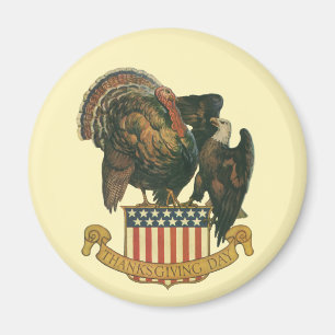 Vintage-Thanksgiving-Pute, Adler, Amerikanische Fl Magnet