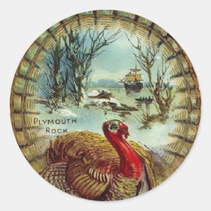 Vintage-Thanksgiving-Pute-Großer-Aufkleber Runder Aufkleber