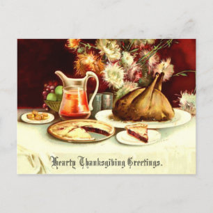 Vintage Thanksgiving-Pute & Mahlzeit Feiertagspostkarte