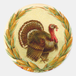 Vintage-Thanksgiving-Puten-Aufkleber Runder Aufkleber