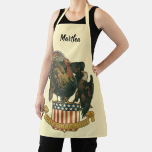 Vintage Thanksgiving-Puter, Adler, Amerikanische F Schürze