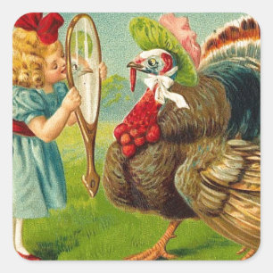 Vintage Thanksgiving Quadratischer Aufkleber