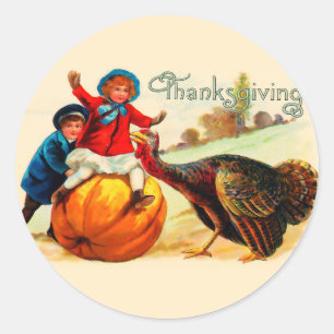 Vintage Thanksgiving Runder Aufkleber