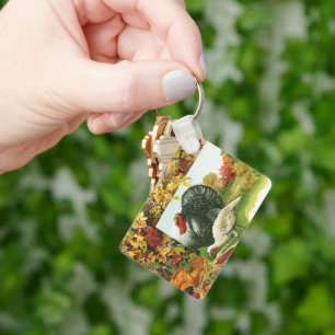 Vintage-Thanksgiving, wilde Truthähne, Herbstfarbe Schlüsselanhänger