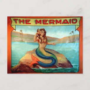 Vintage The Mermaid Circus Show Banner Postkarte