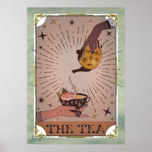 Vintage The Tea Tarot Hexenkessel & Teetasse Karte Poster