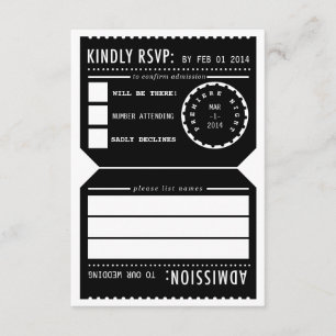 Vintage Theater-Ticket-Antwortkarte in Schwarz RSVP Karte