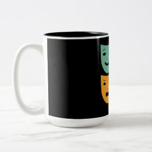Vintage-Theatermasken Theater Schauspielerin Drama Zweifarbige Tasse
