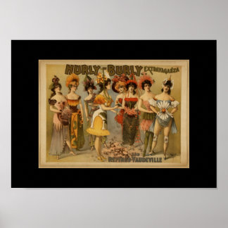 Vintage Theaterposter Hurly-Burly Vaudevillie Poster