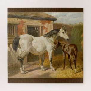 Vintage Thoroughbred-Stute und Fohlen Puzzle