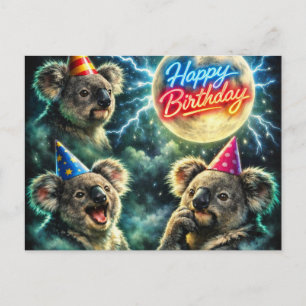 Vintage Three Koala Moon Alles Gute zum Geburtstag Postkarte