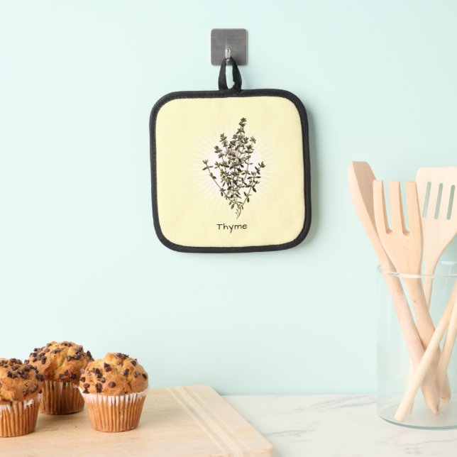 Vintage Thyme Herb Botanische Kunst Topflappen (Insitu (Hängend))