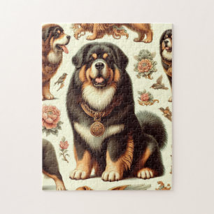 Vintage tibetische Mastiff Nahtlose Malerei Puzzle