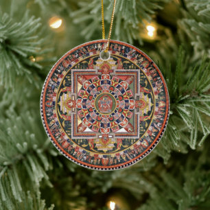 Vintage tibetischer tantrischer Buddhismus Mandala Keramik Ornament