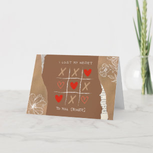 Vintage Tic-Tac-Toe-Spiel, du hast mein Herz gewon Feiertagskarte