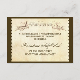 vintage Ticket Hochzeitsempfang Design Begleitkarte
