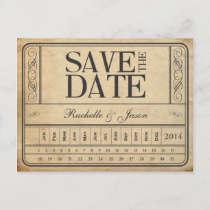 Vintage Ticket II - Datum speichern mit Lochung Ankündigungspostkarte