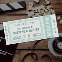 Vintage-Ticket Meergrün Save-the-Date