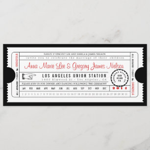 Vintage-Ticket-Punch-Card-Einladung in Schwarz Einladung