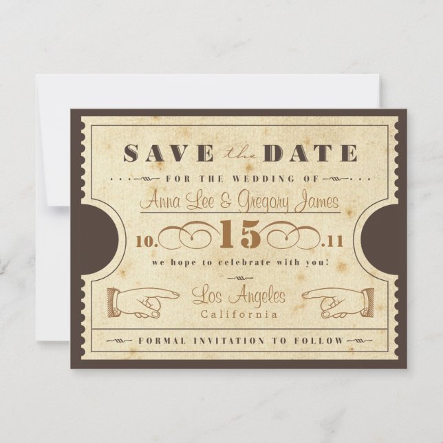 Vintage-Ticket Save-the-Date Save The Date (Vorderseite)