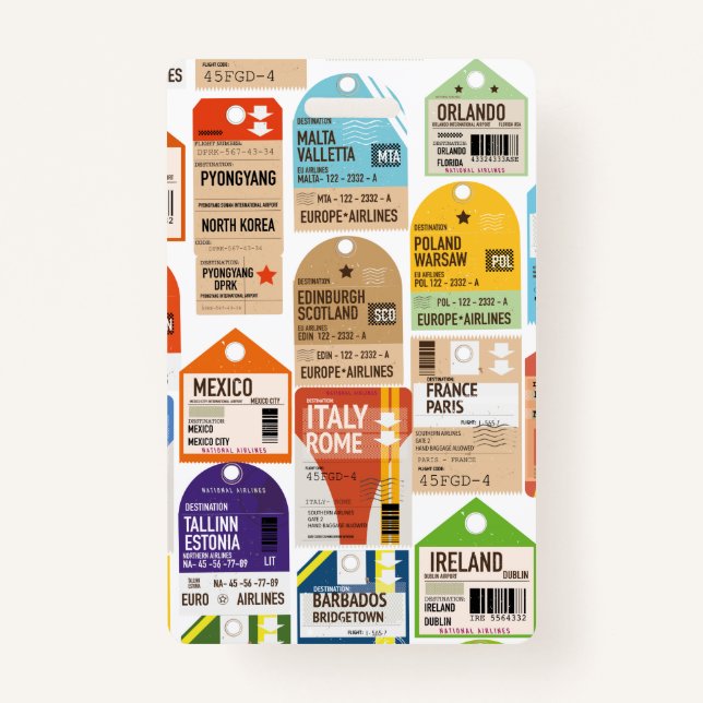 Vintage-Ticketmuster. Gepäckanhänger Ausweis (Vorderseite)