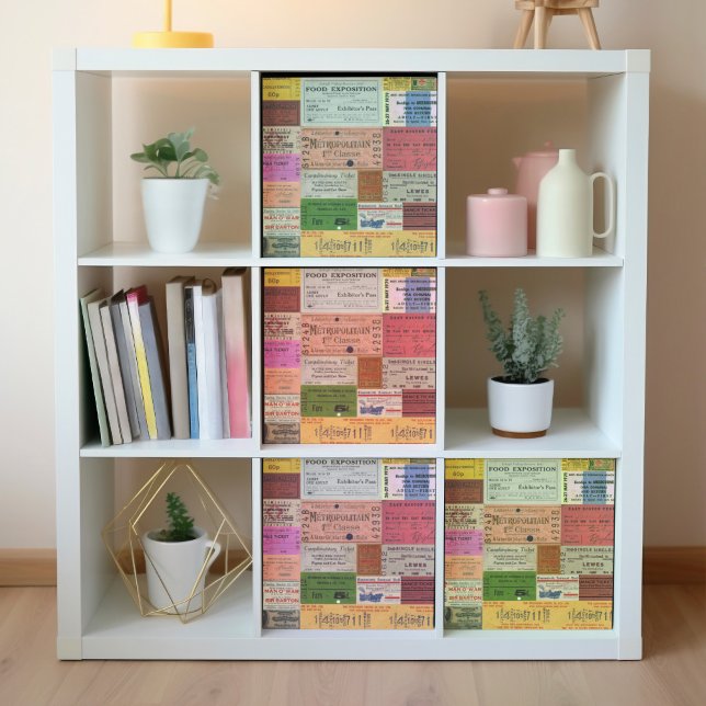 Vintage Tickets Collage Decoupage Wrapping Paper Geschenkpapier Set (This is a mockup, your design may appear larger or smaller depending on your furniture size.)