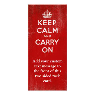 Vintage tiefrote beunruhigt behalten Ruhe und Werbekarte