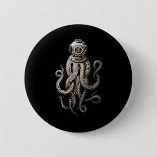 Vintage Tiefseetaucher Cthulhu Octopus Button