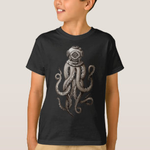 Vintage Tiefseetaucher Cthulhu Octopus T-Shirt