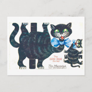 Vintage-Tier-Papierpuppe--Mascotah Postkarte