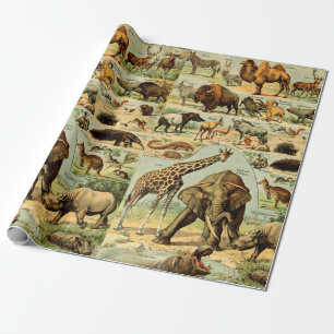 Vintage-Tierdruck afrikanische Wildtiere Geschenkpapier