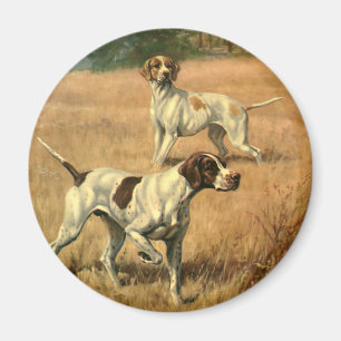 Vintage Tiere, englische Hunde auf Zeigerjagd Magnet