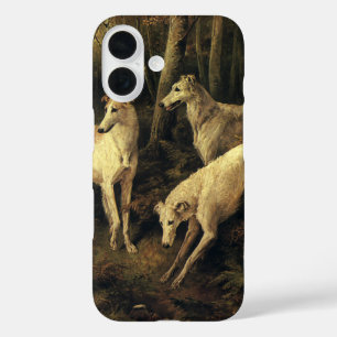 Vintage Tiere, Grauhund-Jagdhunde im Wald iPhone 16 Hülle